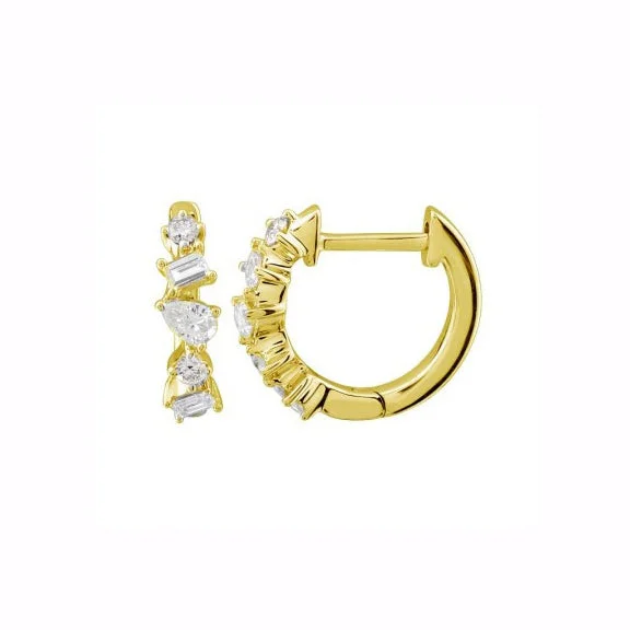 Women’s pearl earrings-Diamond Huggies