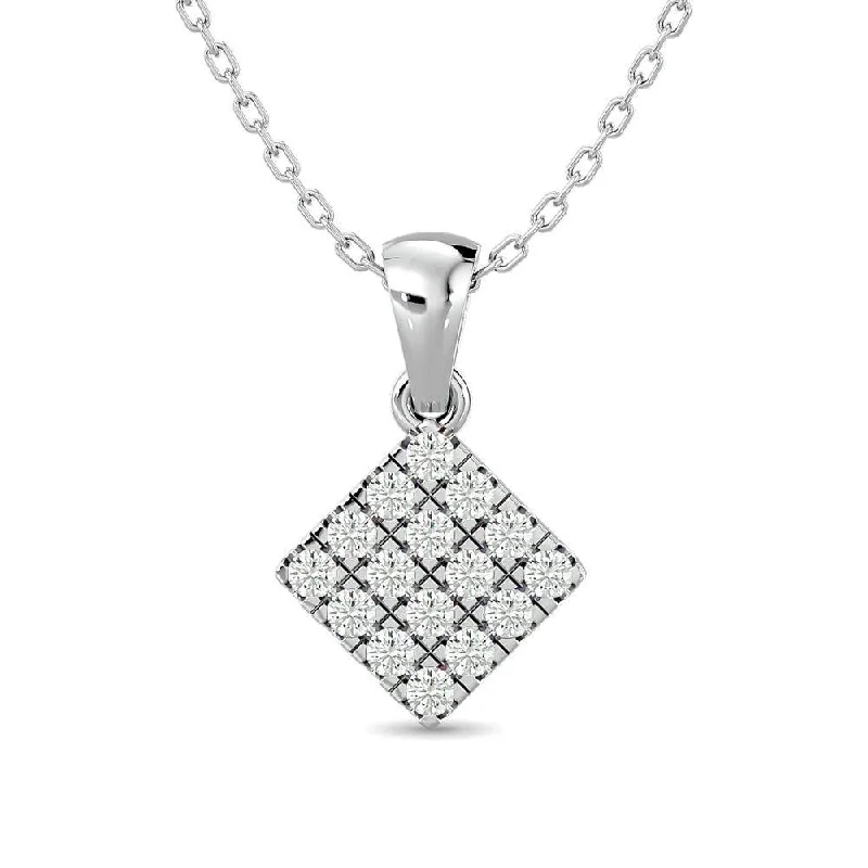 Women’s fashion statement necklace-Diamond 1/5 ct tw Fashion Pendant in 10K White Gold