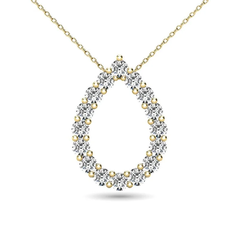 Women’s elegant necklace-14K Yellow Gold 3/8 Ct.Tw. Diamond Tear Drop Pendant