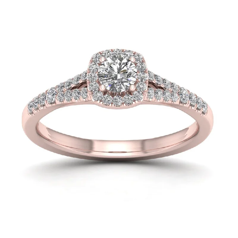 Women’s unique diamond ring-De Couer IGI Certified 1/2ct TDW Diamond Halo Ring - Pink