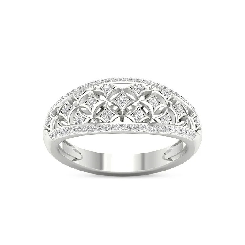 Women’s triple-stone ring-De Couer 10k White Gold 1/5ct TDW Diamond Fashion Ring - White H-I - White H-I