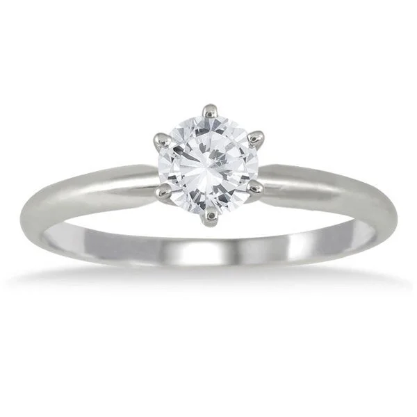 Women’s engagement ring set-Marquee Jewels 14k White Gold 1/2ct TDW Diamond Solitaire Ring - White I-J