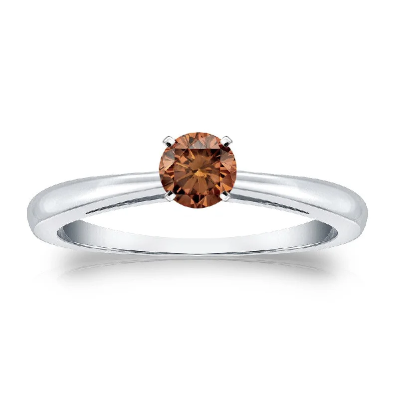 Women’s sterling silver ring-Auriya 1/4cttw Round Solitaire Brown Diamond Ring 14k Gold