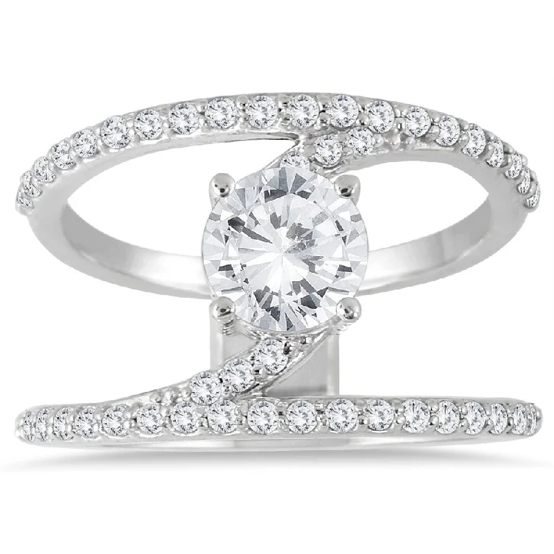 Women’s solitaire ring-AGS Certified 1 3/8 Carat TW Open Diamond Ring in 14K White Gold (J-K Color, I2-I3 Clarity)