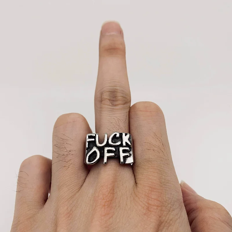 Women’s opal ring-Stainless Steel Ring Reversion "Fuck you "