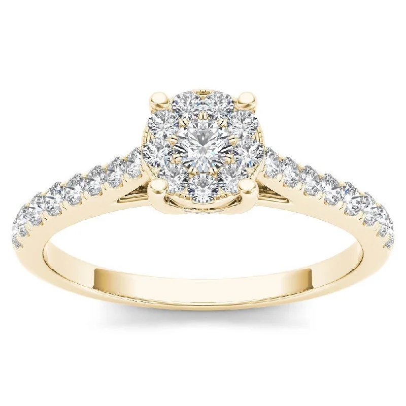 Women’s modern ring-De Couer 10k Yellow Gold 1/2ct TDW Diamond Cluster Ring