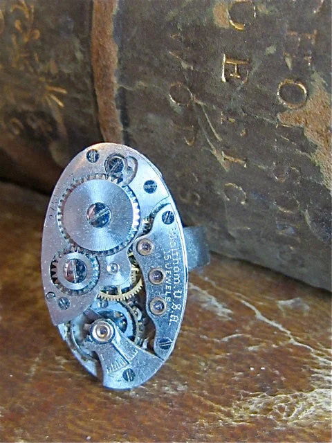 Women’s anniversary ring-Steampunk ring - The works- Steampunk jewerly made with real vintage watch parts