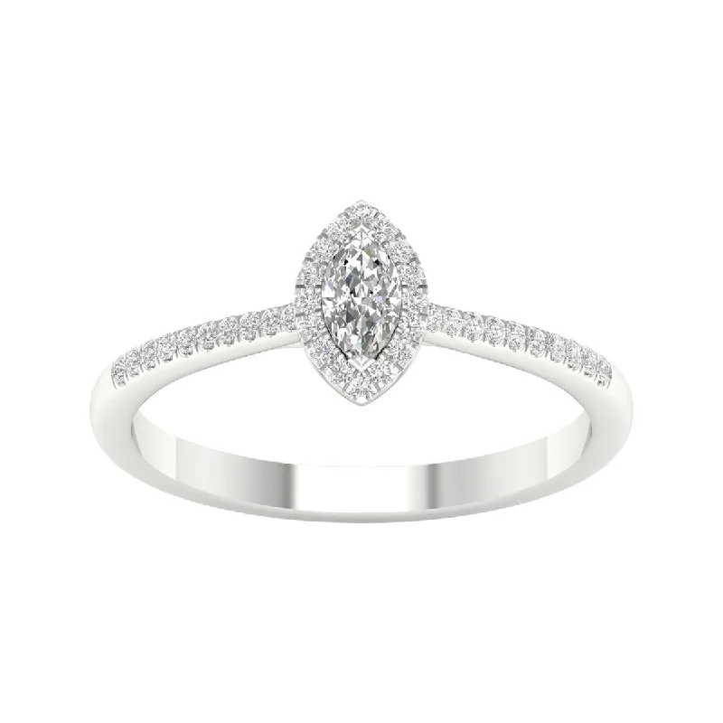 Women’s engagement ring-1/4ct TDW Diamond Halo Ring in 10k Gold by De Couer