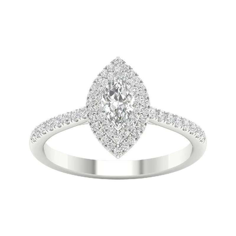 Women’s unique diamond ring-1/2ct TDW Diamond Halo Ring in 10k Gold by De Couer