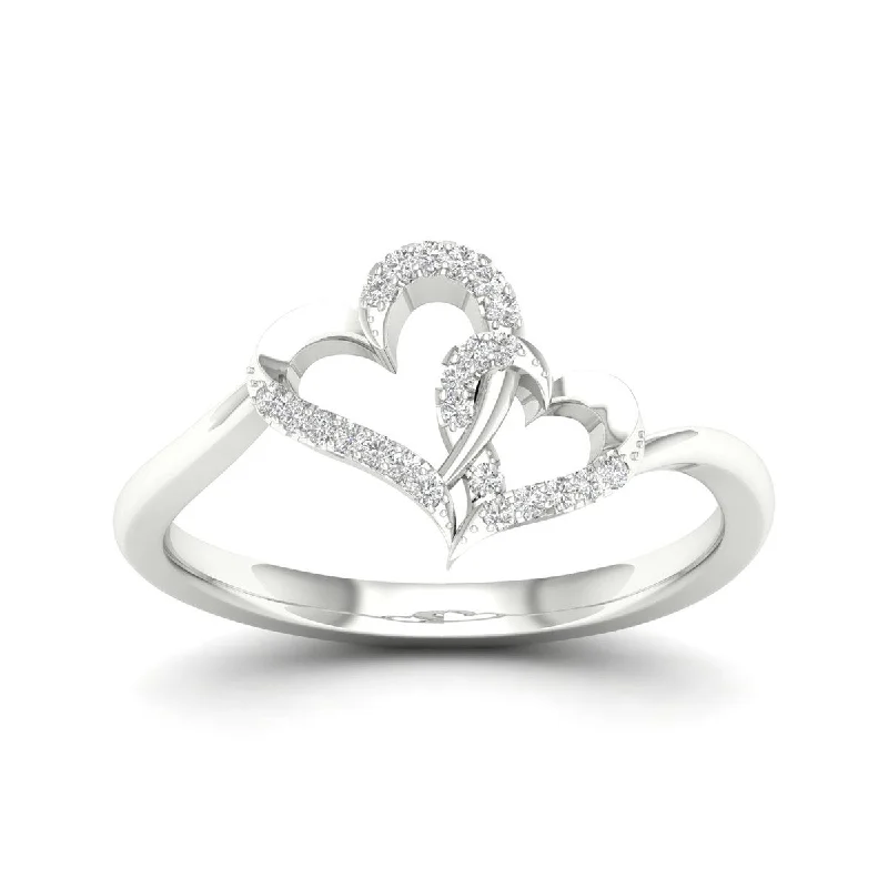 Women’s elegant engagement ring-De Couer 10k Gold 1/20ct TDW Diamond Heart Ring