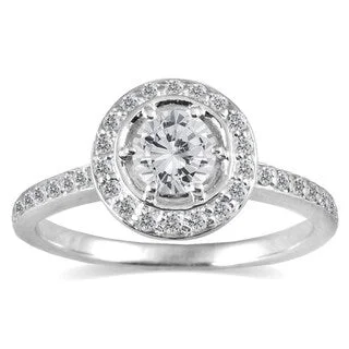 Women’s vintage engagement ring-3/4 Carat TW Diamond Halo Ring in 14K White Gold