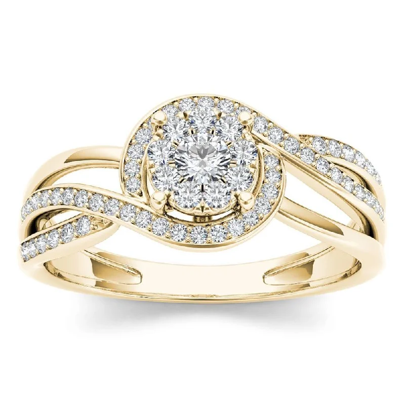 Women’s sapphire diamond ring-De Couer 1/4ct TDW Diamond Bypass Cluster Ring (H-I, I2) - Yellow