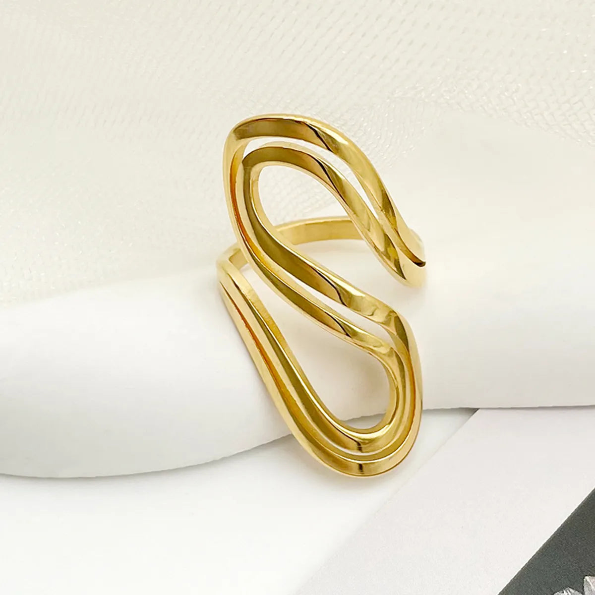 Women’s gold ring-Casual Streetwear S Shape Stainless Steel Gold Plated Rings In Bulk