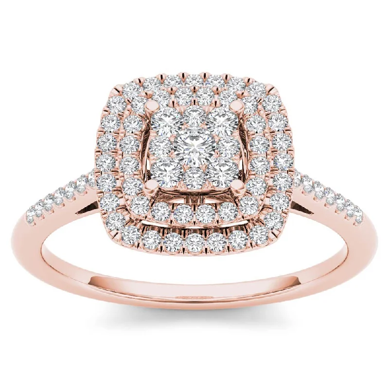 Women’s floral ring-De Couer 1/4ct TDW Diamond Cluster Ring - Pink