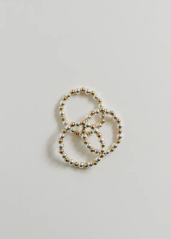 Women’s rose gold ring-Sterling Silver + 14k Gold Filled || Beaded Stretch Ring