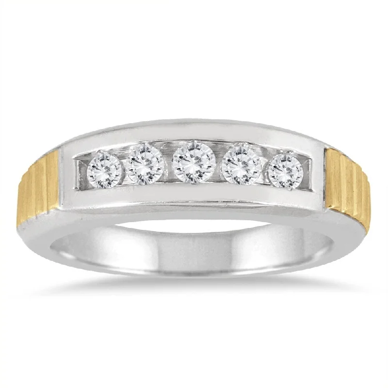 Women’s diamond eternity band-1/2 Carat TW Men's Diamond Channel Ring in 10K Two Tone Gold