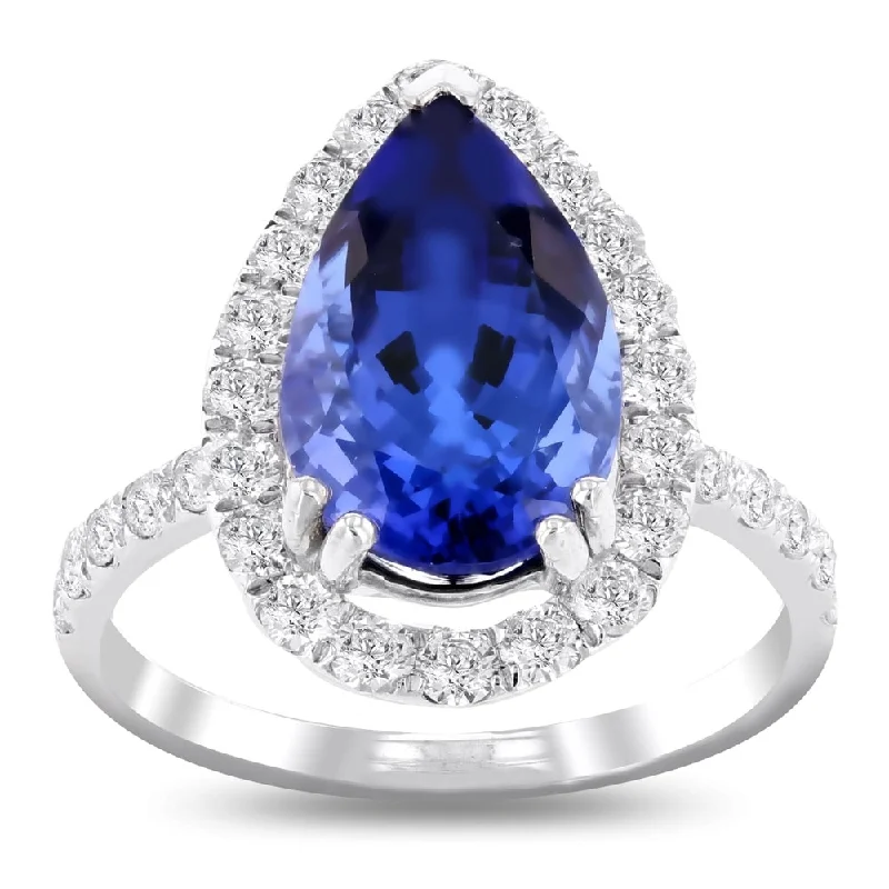 Women’s moissanite ring-Auriya Platinum Certified 4 5/8ct Tanzanite and 1ct TDW Diamond Ring