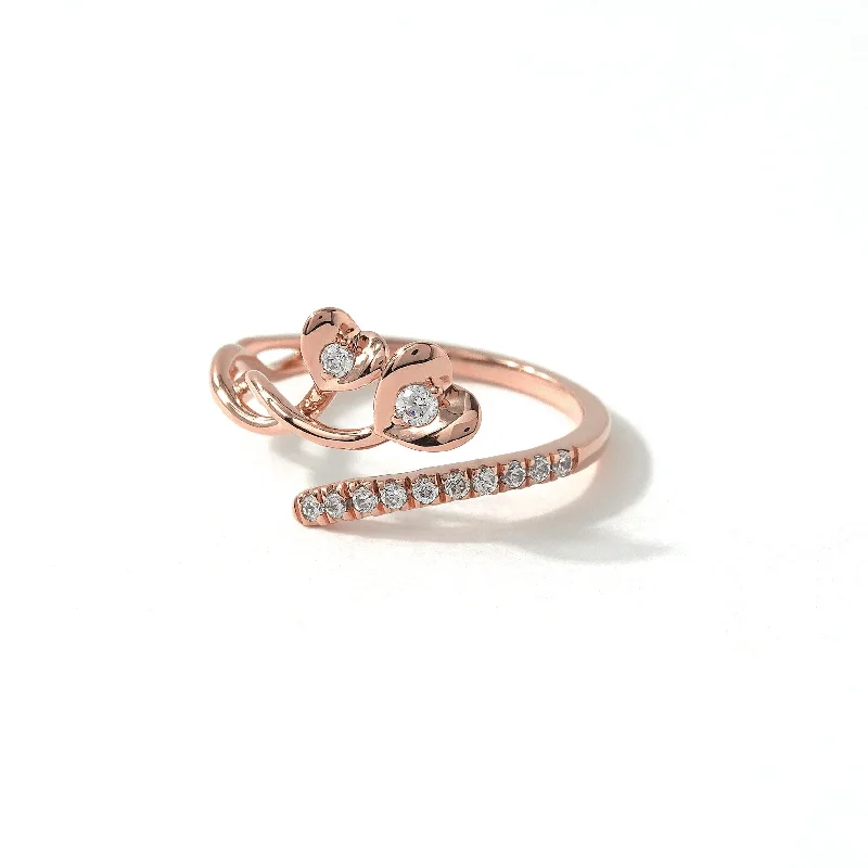 Women’s round diamond ring-De Couer 10k Rose Gold 1/6ct TDW Diamond Heart Promise Ring