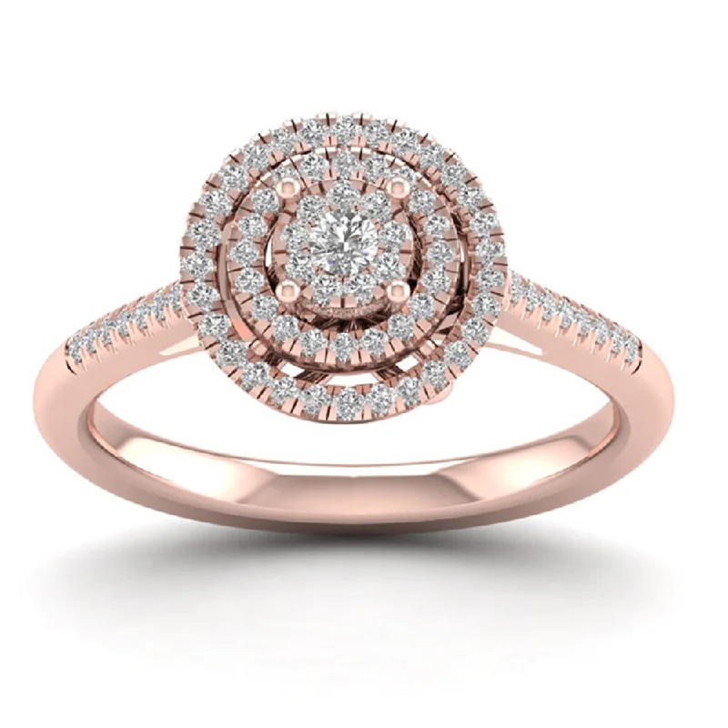 Women’s vintage ring-De Couer 10k Rose Gold 1/4ct TDW Diamond Cluster Ring - Pink