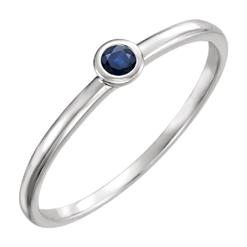 Women’s sterling silver ring-Auriya 10k Gold 0.06ctw Ultra-thin Stackable Accent Sapphire Ring Bezel-set