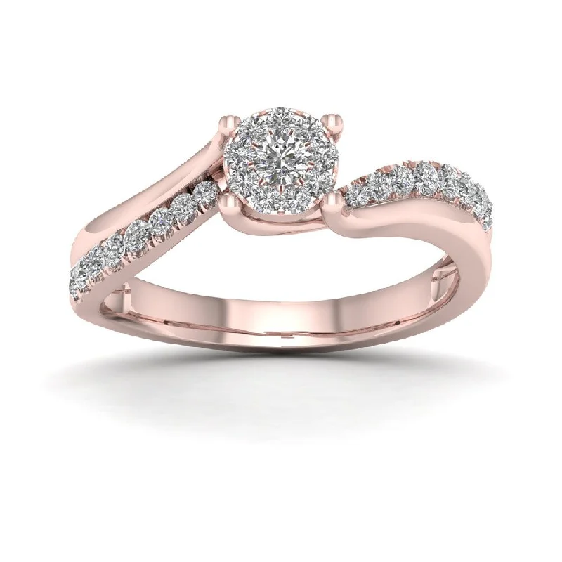 Women’s sapphire ring-De Couer IGI Certified 1/3ct TDW Diamond Bypass Ring - Pink