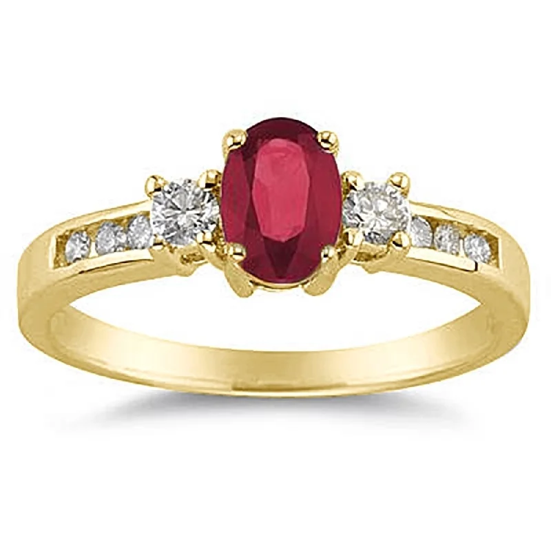 Women’s ruby ring-Ruby and Diamond Regal Channel Ring in 14K Yellow Gold