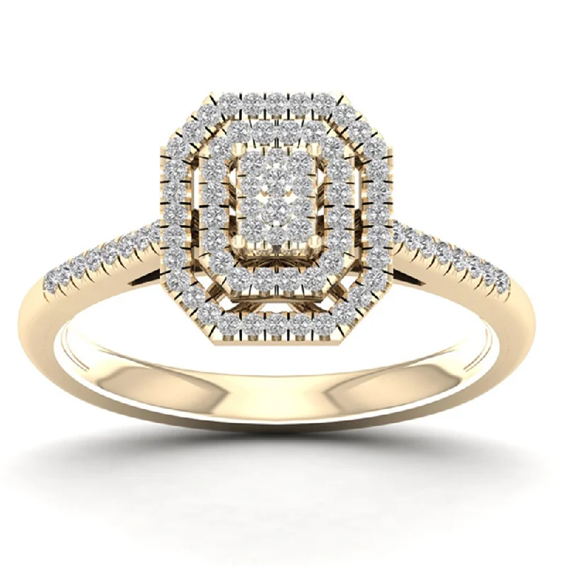 Women’s platinum ring-De Couer 1/4ct TDW Diamond Cluster Ring - Yellow