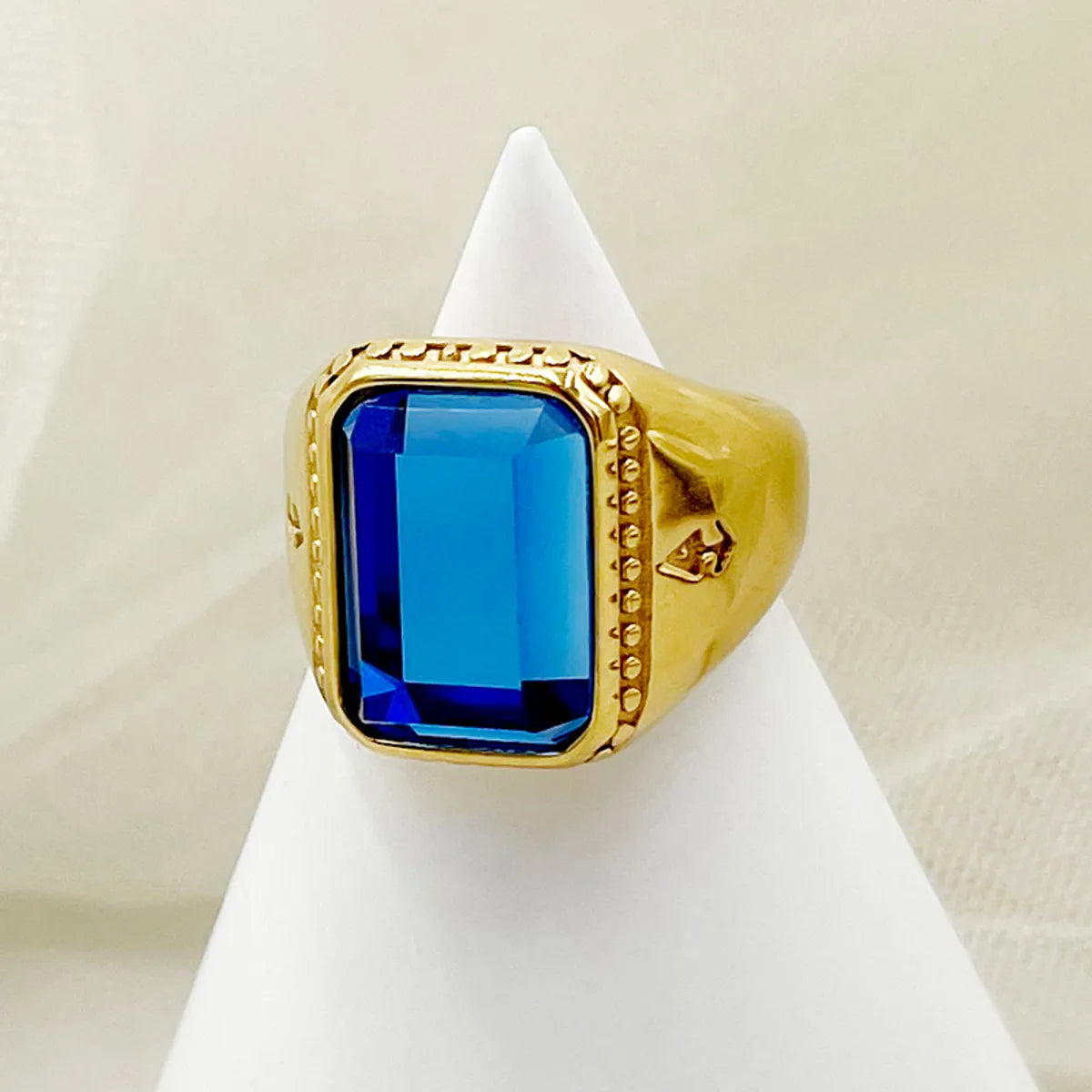 Women’s halo gemstone ring-Glam Square Stainless Steel Plating Inlay Zircon Gold Plated Open Rings