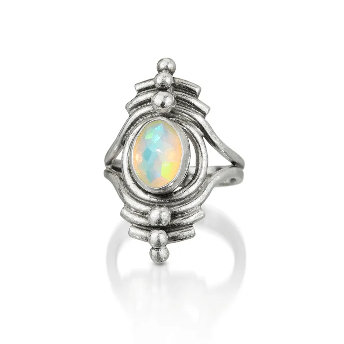 Women’s custom gemstone ring-Opal Mini Portal Ring