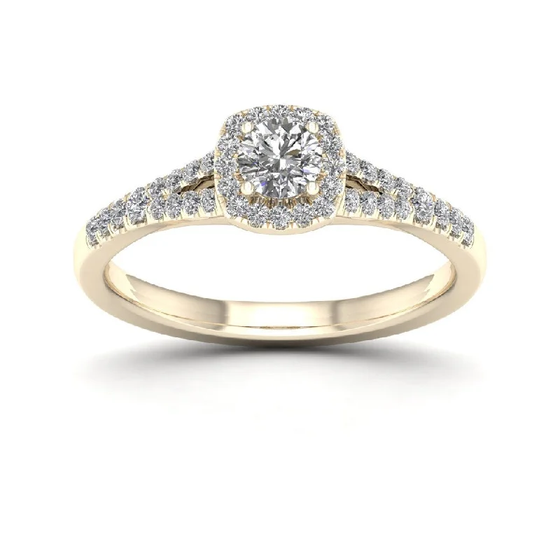 Women’s vintage engagement ring-De Couer 1/2ct TDW Diamond Halo Ring - Yellow