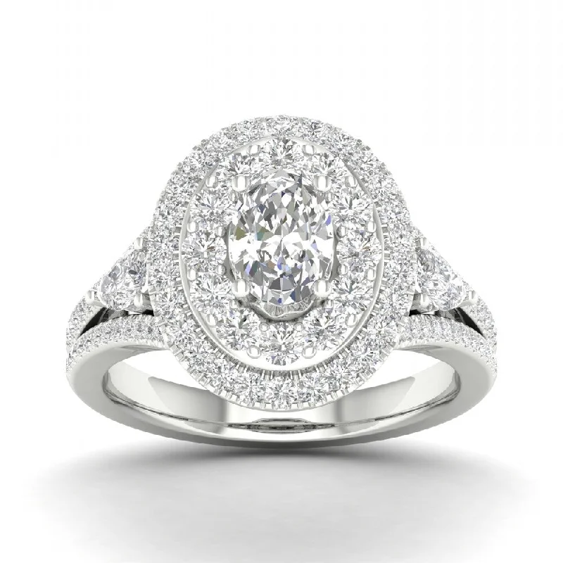 Women’s statement ring-De Couer 14k Gold 1 1/2ct TDW Diamond Halo Ring