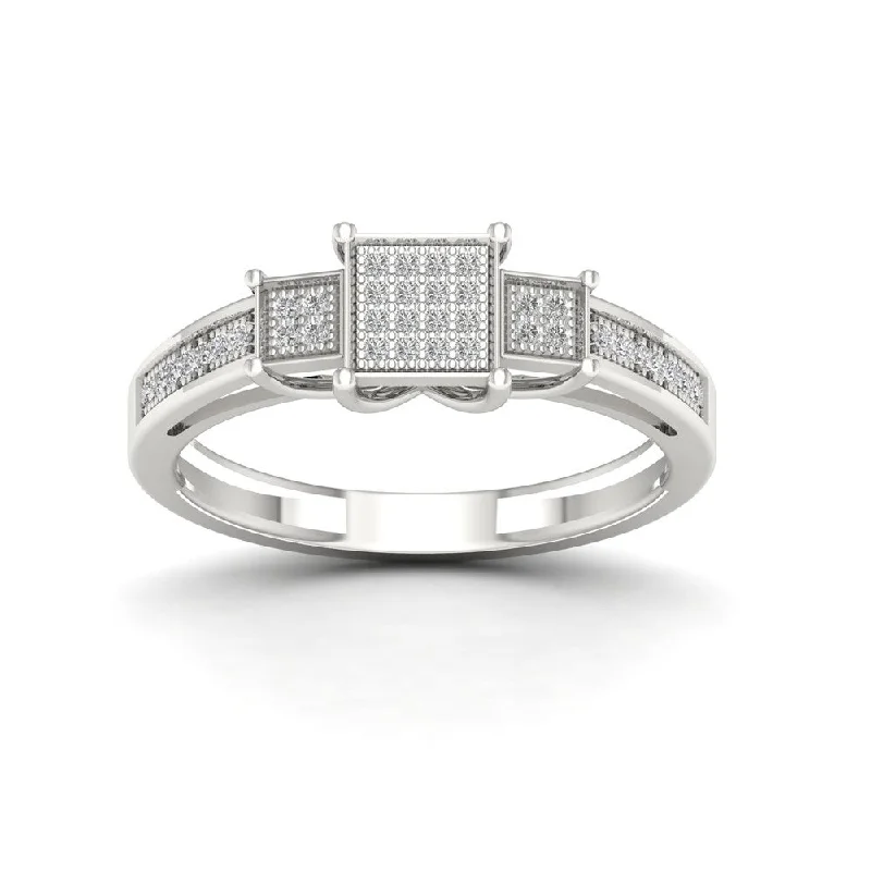 Women’s antique ring-De Couer IGI Certified 1/8ct TDW Diamond Cluster Three Stone Ring - White