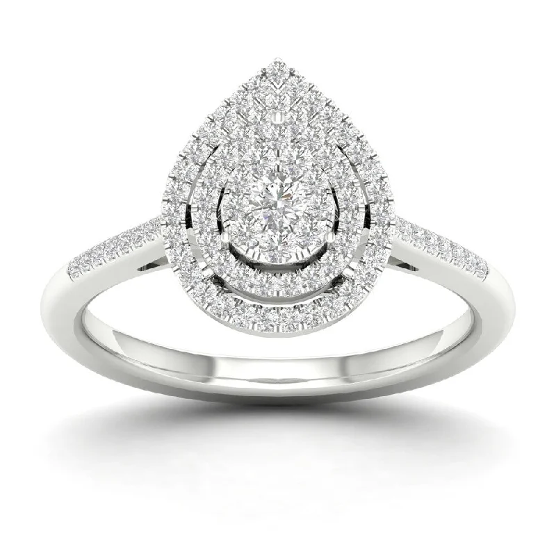 Women’s engagement ring-De Couer 1/4ct TDW Diamond Cluster Pear shape Ring