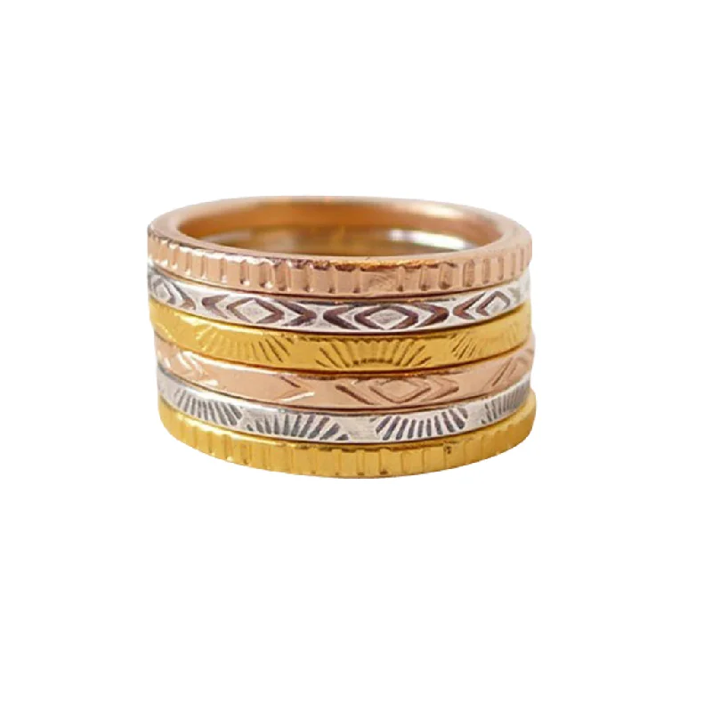 Women’s modern ring-Toltec 6 - Set of 6 rings