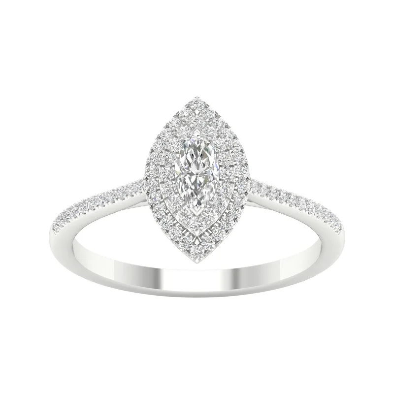 Women’s promise ring-3/8ct TDW Diamond Halo Ring in 10k Gold by De Couer