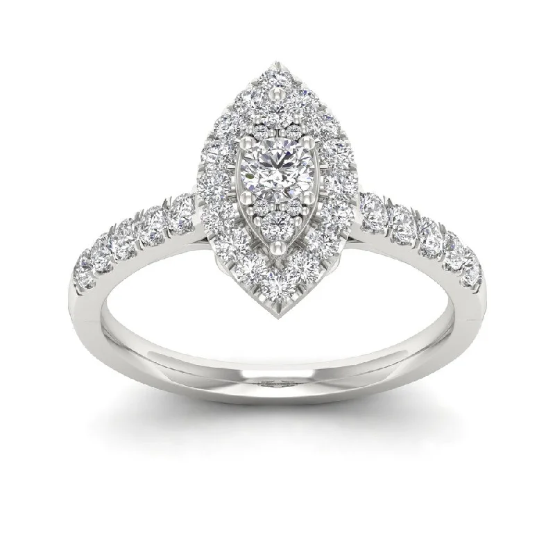 Women’s gemstone cluster ring-De Couer 5/8ct TDW Diamond Marquise Shape Halo Ring - White