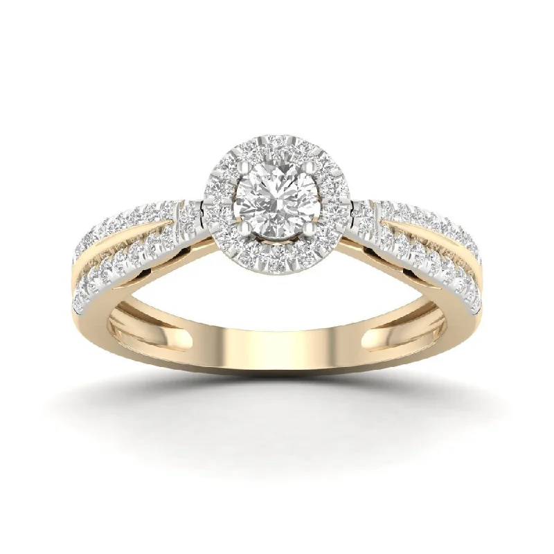 Women’s multi-band ring-De Couer 10k Yellow Gold 1/2ct TDW Diamond Halo Ring