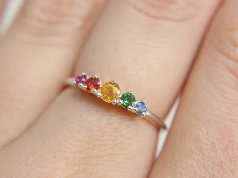 Women’s dainty ring-Rainbow Ring