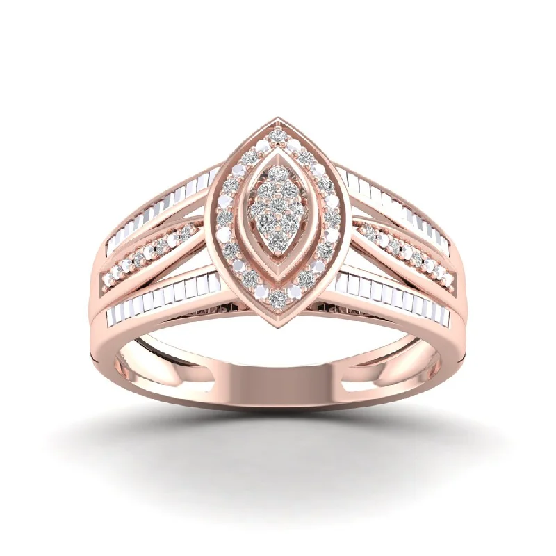 Women’s engraved ring-De Couer IGI Certified 1/10ct TDW Diamond Cluster Ring - Pink