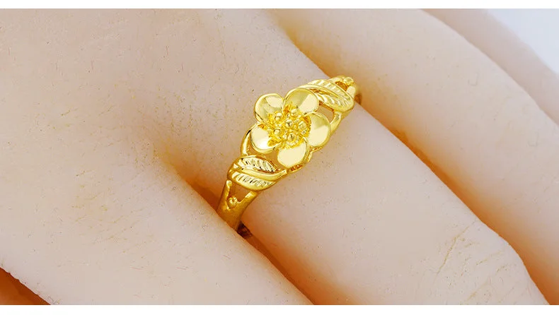 Women’s ruby ring-Fashion Flower Brass Plating Open Ring