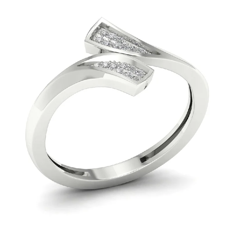 Women’s textured ring-De Couer 1/20ct TDW Diamond Double Fashion Ring - White