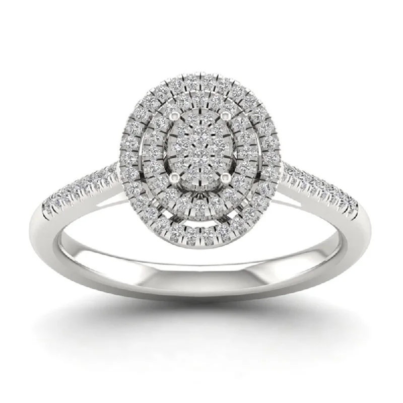 Women’s carved ring-De Couer 10k White Gold 1/4ct TDW Diamond Cluster Ring