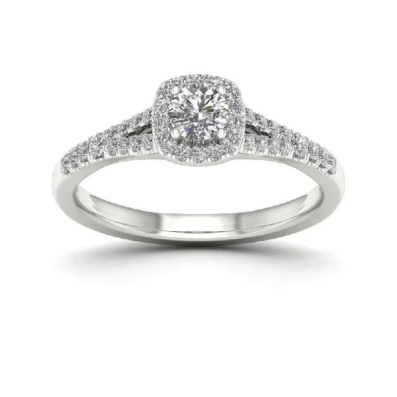 Women’s round diamond ring-De Couer 1/2ct TDW Diamond Halo Ring - White