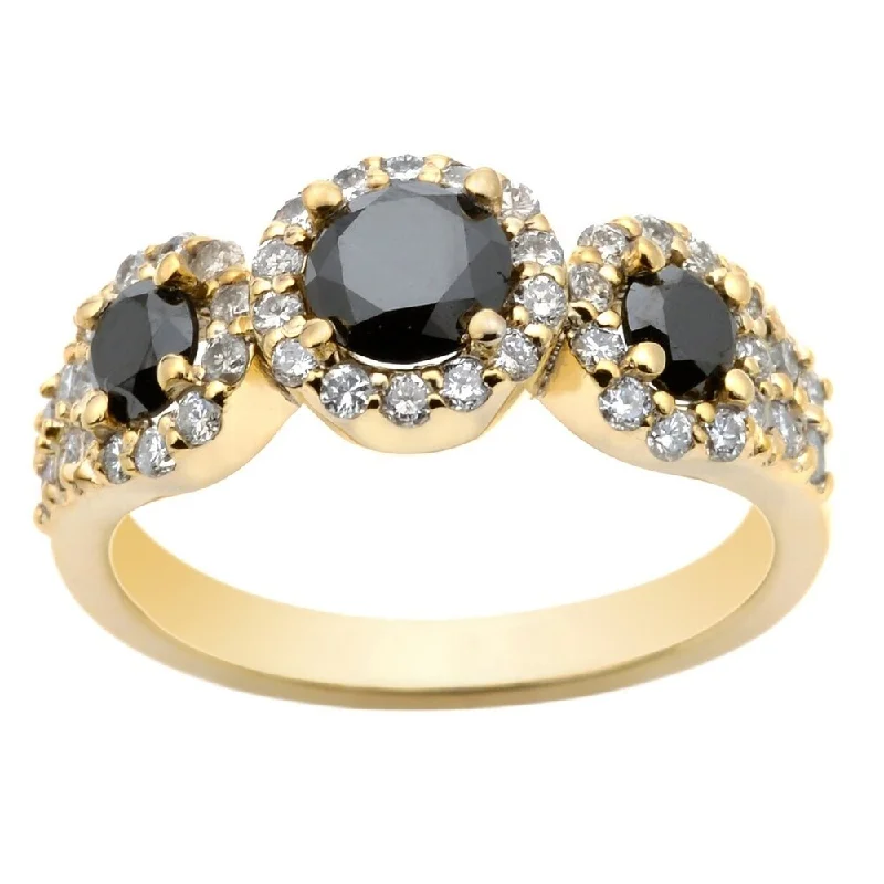 Women’s vintage-style ring-Auriya 14k Gold 1 1/5ctw 3-Stone Black Diamond Ring (G-H, I1-I2)