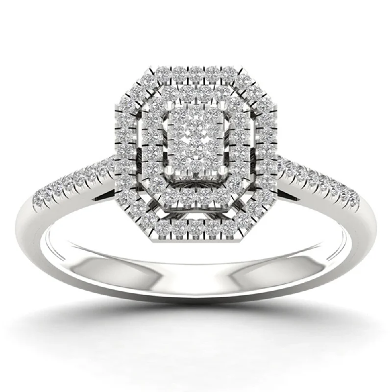 Women’s adjustable gemstone ring-De Couer 1/4ct TDW Diamond Cluster Ring - White