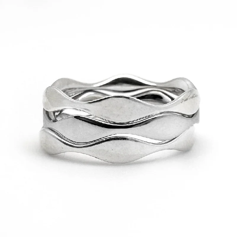 Women’s banded ring-Friendship Rings - Set of 3 - Silver