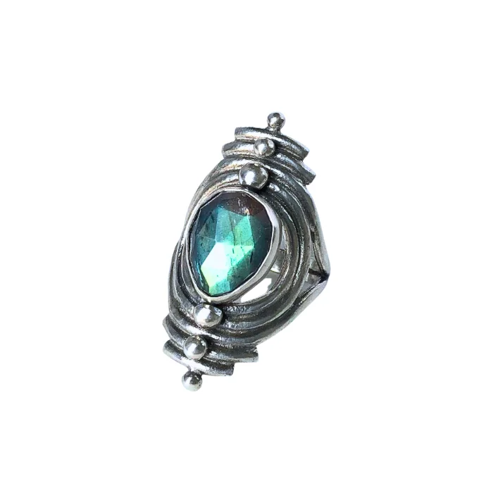 Women’s statement ring-Faceted Labradorite Portal Ring- Size 10