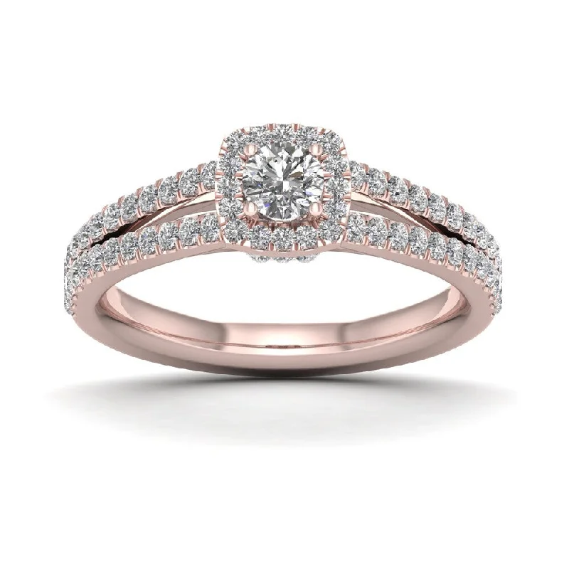 Women’s engagement ring set-De Couer IGI Certified 3/4ct TDW Diamond Split Shank Ring - Pink