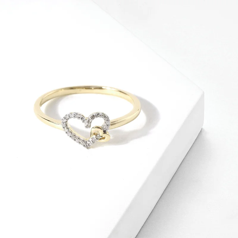 Women’s cocktail ring-10k Gold 1/10ct TDW Diamond Heart Promise Ring