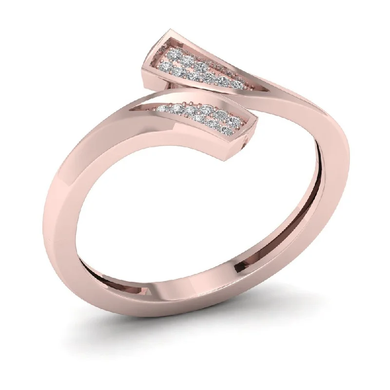 Women’s two-tone ring-De Couer 1/20ct TDW Diamond Double Fashion Ring - Pink